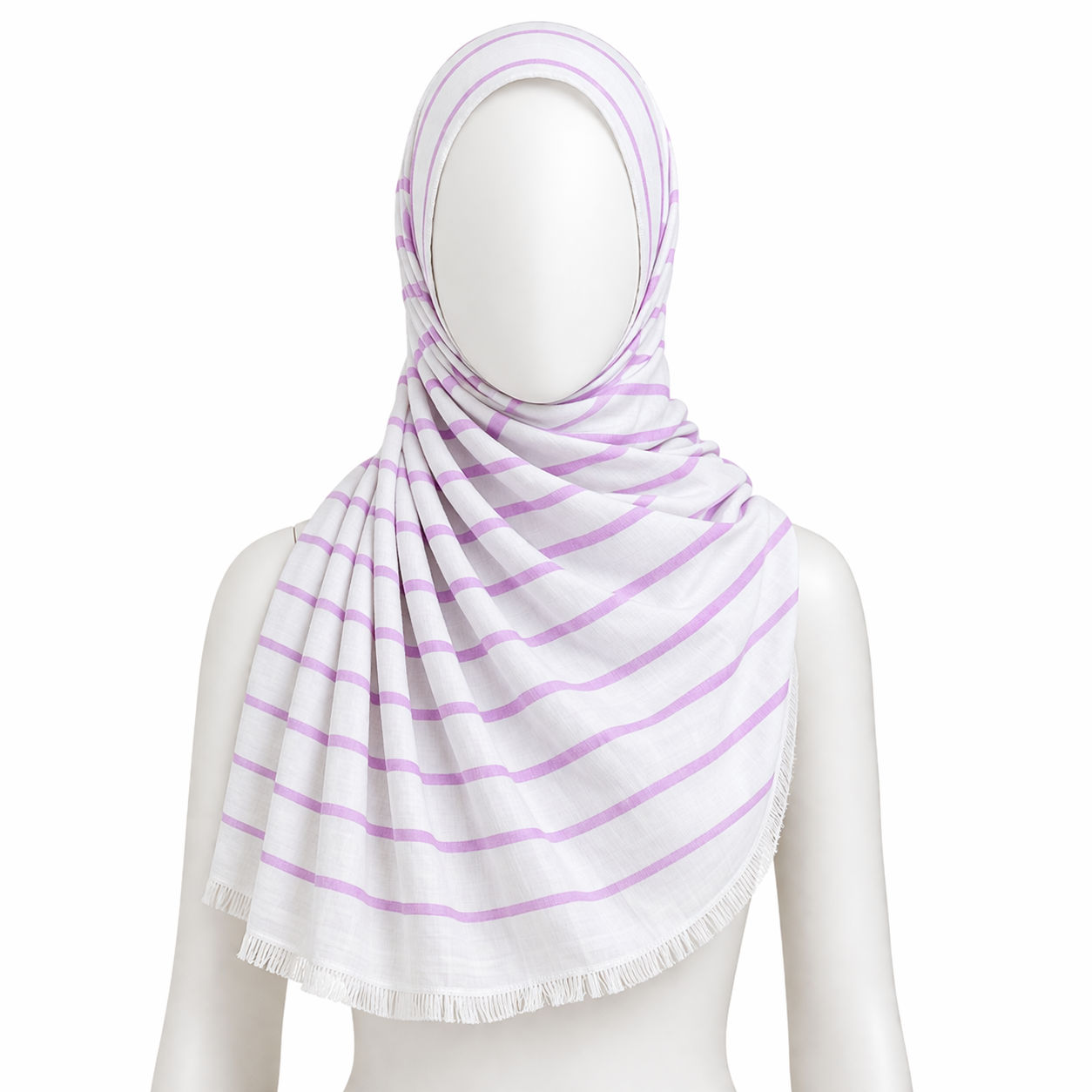 Pink And White Giza Stripes Cotton Scarf